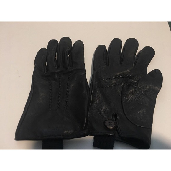 THOM BROWNE lambskin Womens soft Black Leather Gloves Size Medium RARE - Picture 6 of 6